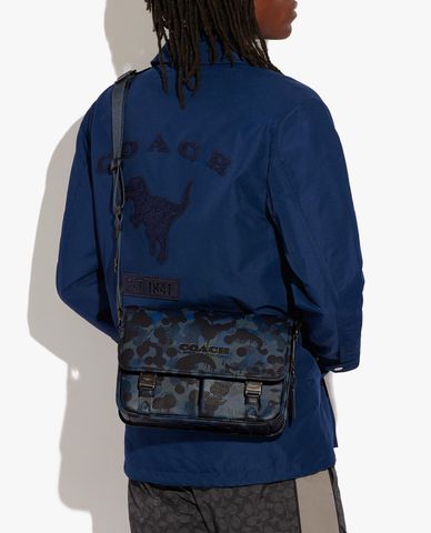  COACH - Túi đeo chéo nam chữ nhật họa tiết rằn ri League Messenger 