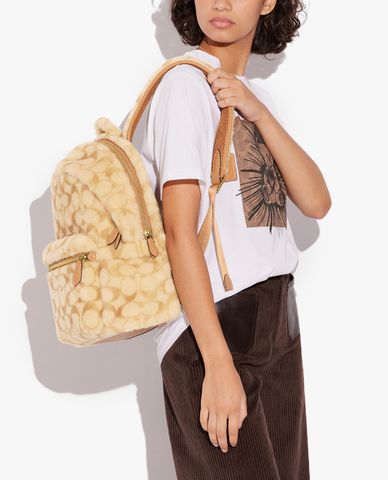  COACH - Balo nam chữ nhật phối lông Charter 