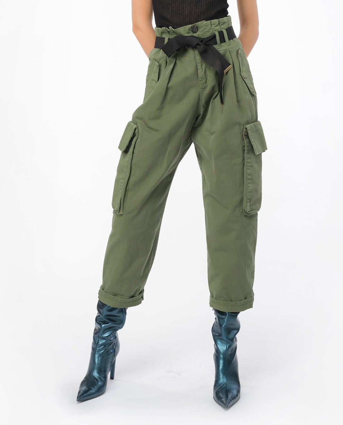 PINKO - Quần nữ ống đứng phối thắt lưng Ronfare