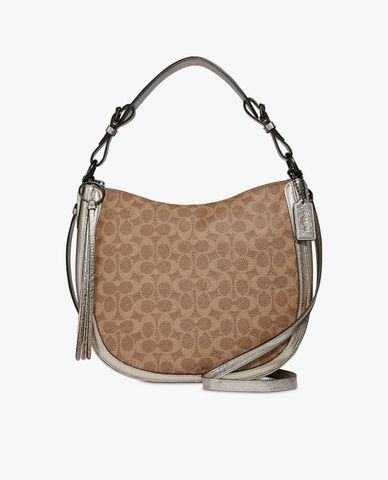  COACH - Túi đeo vai nữ phối tua rua Signature Metallic 