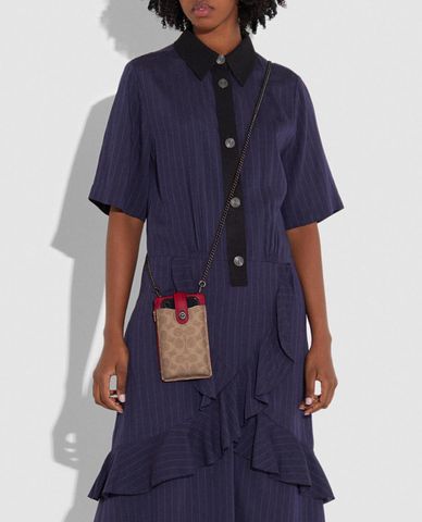  COACH - Túi đeo chéo mini chữ nhật Turnlock Chain Phone 