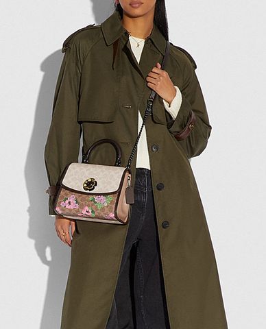  COACH - Túi xách tay nắp gập họa tiết hoa Parker 