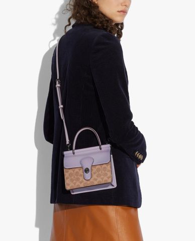 COACH - Túi xách nữ nắp gập Willis 18 In Signature Canvas 