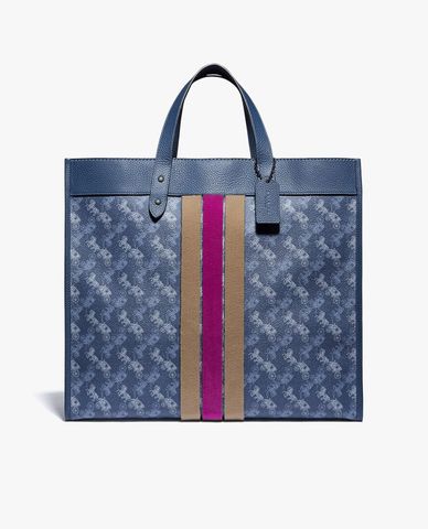 COACH - Túi tote nữ phom vuông kẻ sọc Field Tote 40 