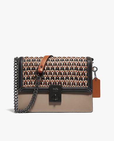  COACH - Túi đeo vai nữ nắp gập Hutton Weaving 