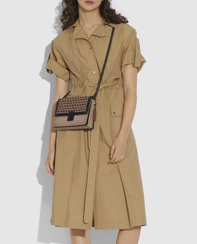  COACH - Túi đeo vai nữ nắp gập Hutton Weaving 