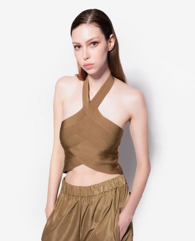  PINKO - Áo croptop nữ cổ yếm nữ tính Cherry 