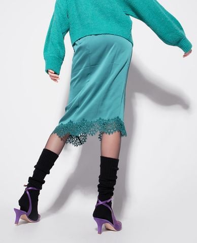  PINKO - Chân váy phom suông midi phối ren Gisella 