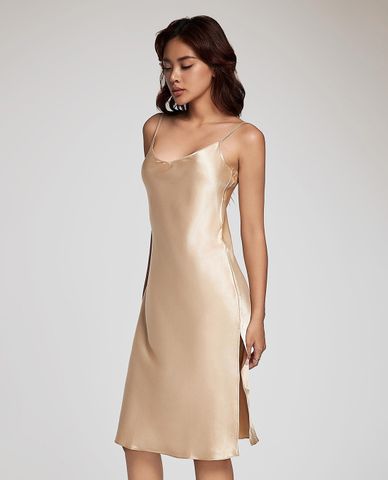  VERA - Đầm ngắn mặc nhà satin trơn 