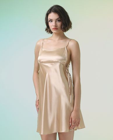  VERA - Đầm ngắn mặc nhà satin trơn 