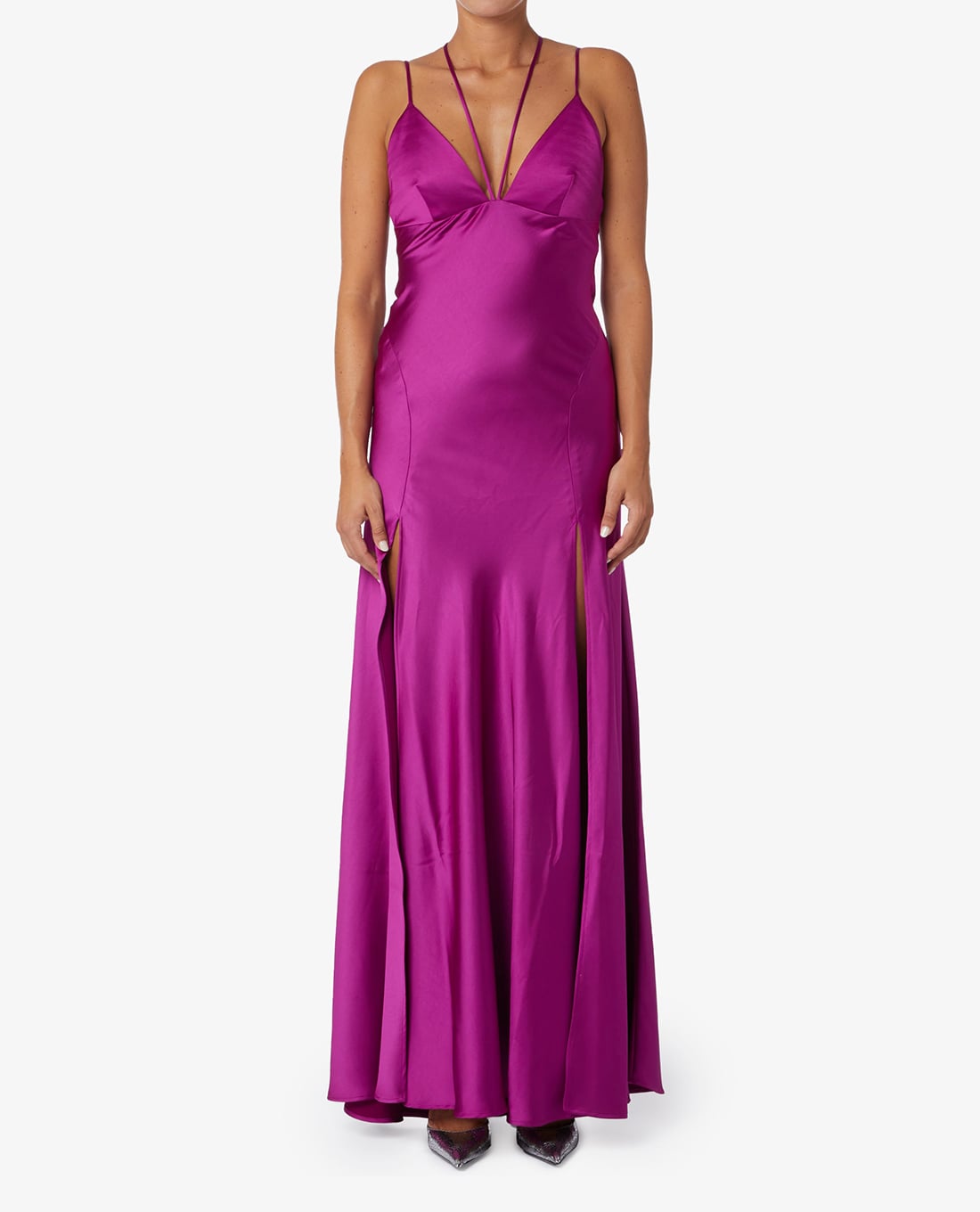 PINKO - Đầm maxi hai dây xẻ tà Fissione