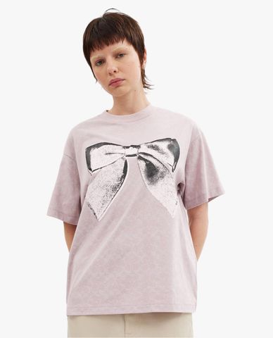  COACH - Áo thun nữ cổ tròn tay ngắn Signature Bow 