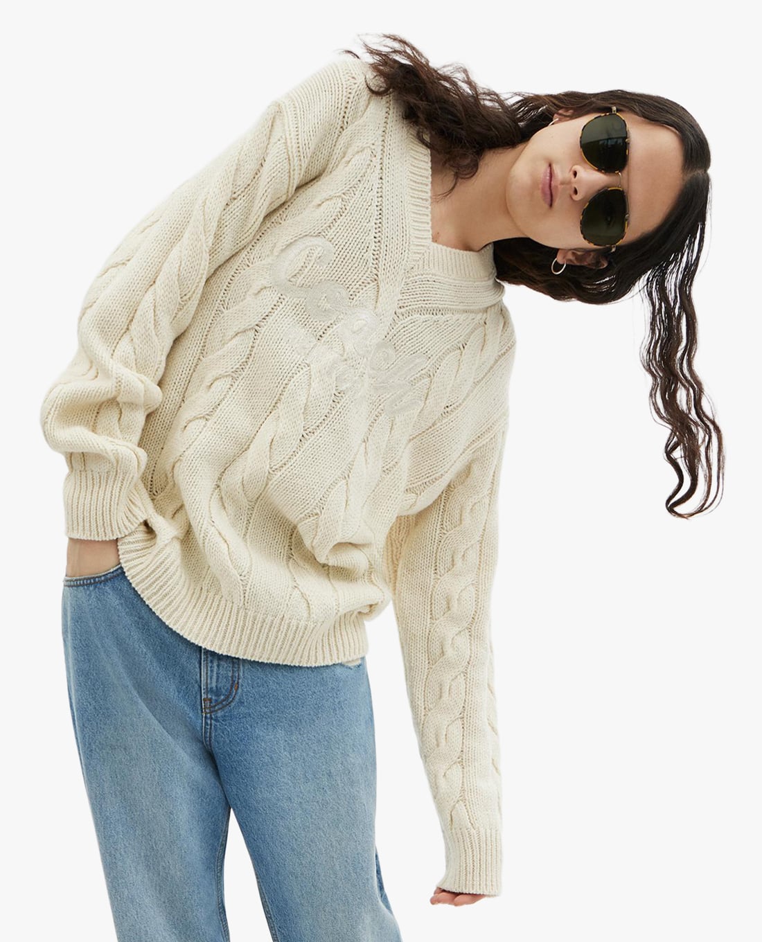 COACH - Áo sweater nam cổ V tay dài Signature