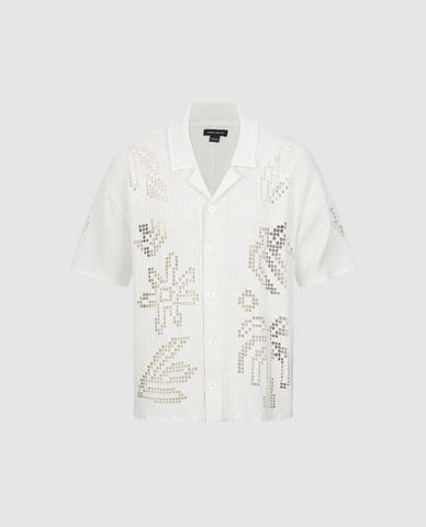  URBAN REVIVO - Áo sơ mi nam tay ngắn họa tiết baroque 