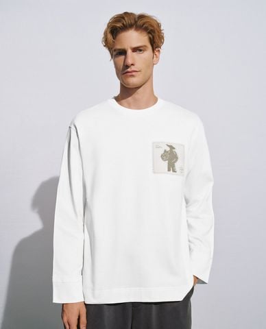  URBAN REVIVO - Áo thun nam cổ tròn tay dài Printed 