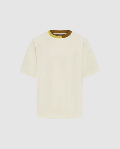  URBAN REVIVO - Áo thun nam cổ tròn bo viền hiện đại 