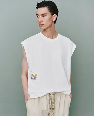  URBAN REVIVO - Áo sát nách nam cổ tròn 