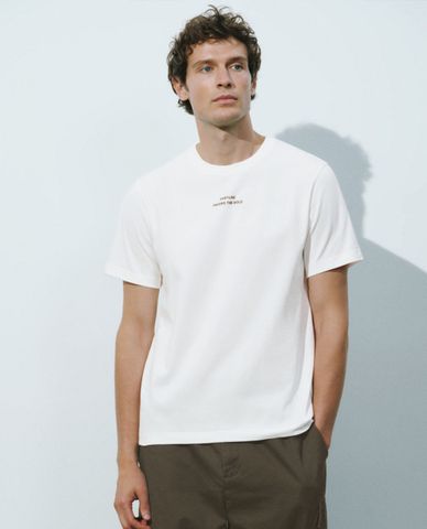  URBAN REVIVO - Áo thun nam cổ tròn tay ngắn Straight 