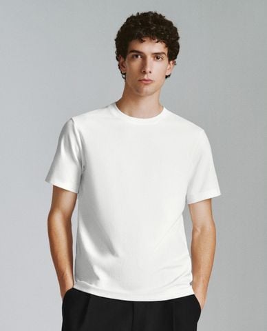  URBAN REVIVO - Áo thun nam cổ tròn tay ngắn năng động Straight 