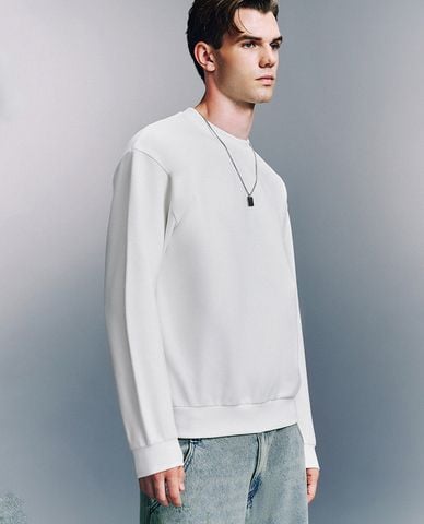  URBAN REVIVO - Áo sweatshirt nam cổ tròn tay dài Straight 