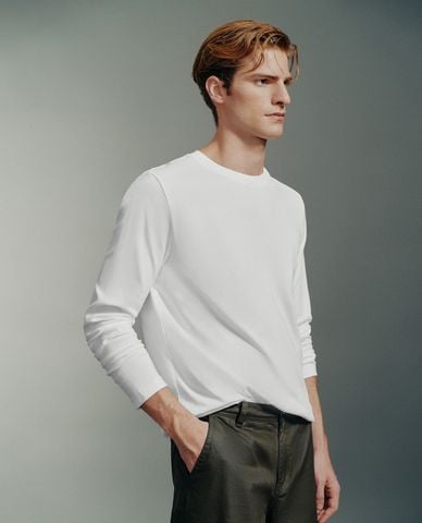  URBAN REVIVO - Áo thun nam cổ tròn tay dài Straight 