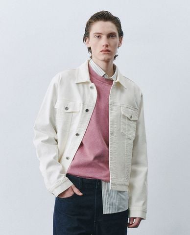  URBAN REVIVO - Áo khoác denim nam tay dài cá tính 