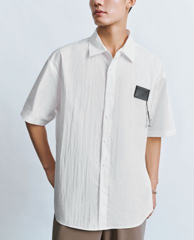  URBAN REVIVO - Áo sơ mi nam cổ bẻ tay ngắn Button Up Straight 