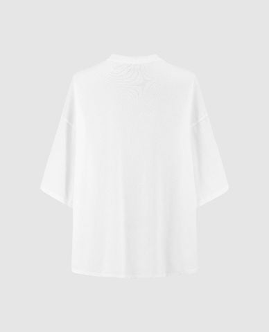  URBAN REVIVO - Áo thun nam cổ tròn tay dài phom suông hiện đại 