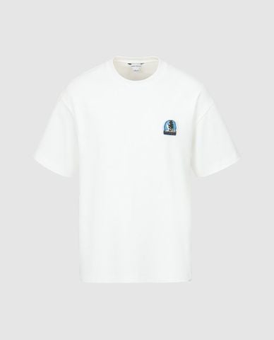  URBAN REVIVO - Áo thun nam cổ tròn tay ngắn phối hình thêu 