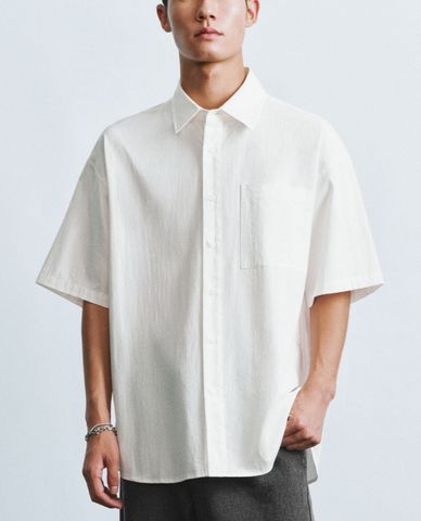  URBAN REVIVO - Áo sơ mi nam cổ bẻ tay ngắn trẻ trung Button Up Loose 