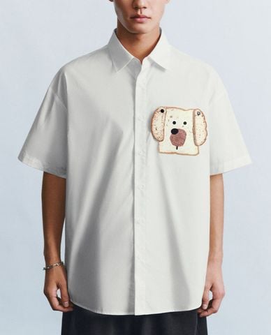  URBAN REVIVO - Áo sơ mi nam cổ bẻ tay ngắn Printed Button Up Straight 