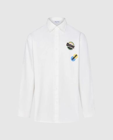  URBAN REVIVO - Áo sơ mi nam cổ bẻ tay dài Casual Contrast Embroidery 