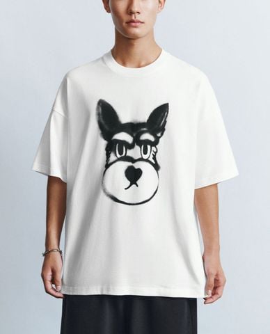  URBAN REVIVO - Áo thun nam cổ tròn tay ngắn Dog Printed 