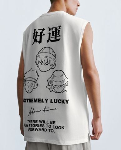  URBAN REVIVO - Áo ba lỗ nam cổ tròn phối hình in trẻ trung Letter 