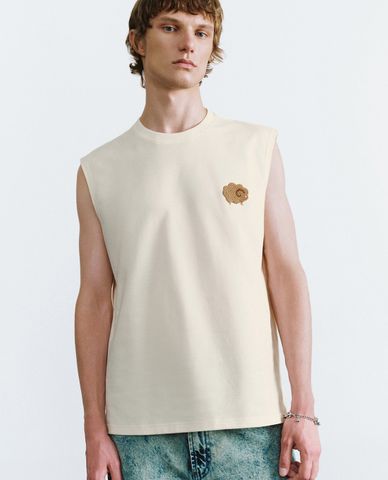  URBAN REVIVO - Áo ba lỗ nam cổ tròn phom suông Embroidered 