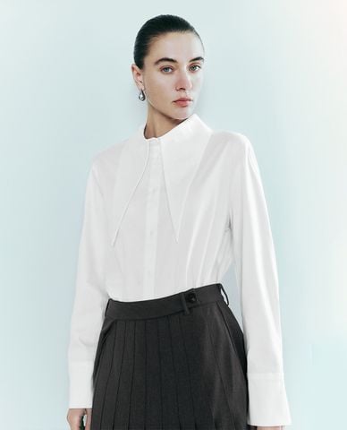  URBAN REVIVO - Áo sơ mi nữ cổ bẻ tay dài Button Up Loose 