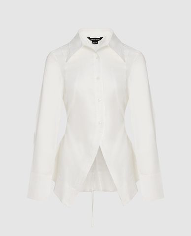  URBAN REVIVO - Áo kiểu nữ cổ bẻ tay dài phom ôm Button Up Skater 