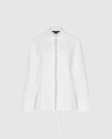  URBAN REVIVO - Áo kiểu nữ cổ bẻ tay dài Lace Up 