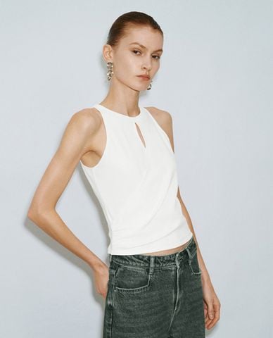  URBAN REVIVO - Áo sát nách cổ tròn phom ôm nữ tính Cut-Out 