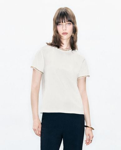  URBAN REVIVO - Áo thun nữ cổ tròn tay ngắn dáng suông 