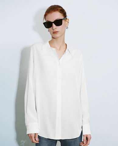  URBAN REVIVO - Áo sơ mi nữ cổ bẻ tay dài Straight Button Down 