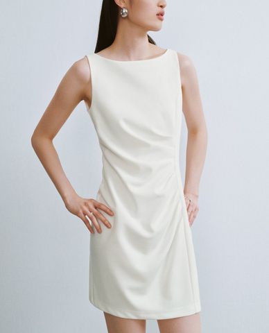  URBAN REVIVO - Đầm sát nách mini cổ thuyền Ruched A-Line 