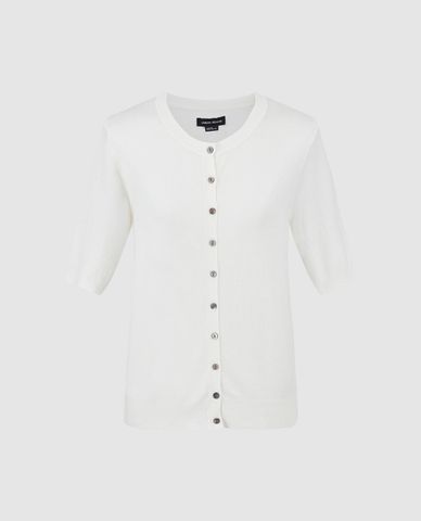  URBAN REVIVO - Áo khoác cardigan nữ cổ tròn tay ngắn 