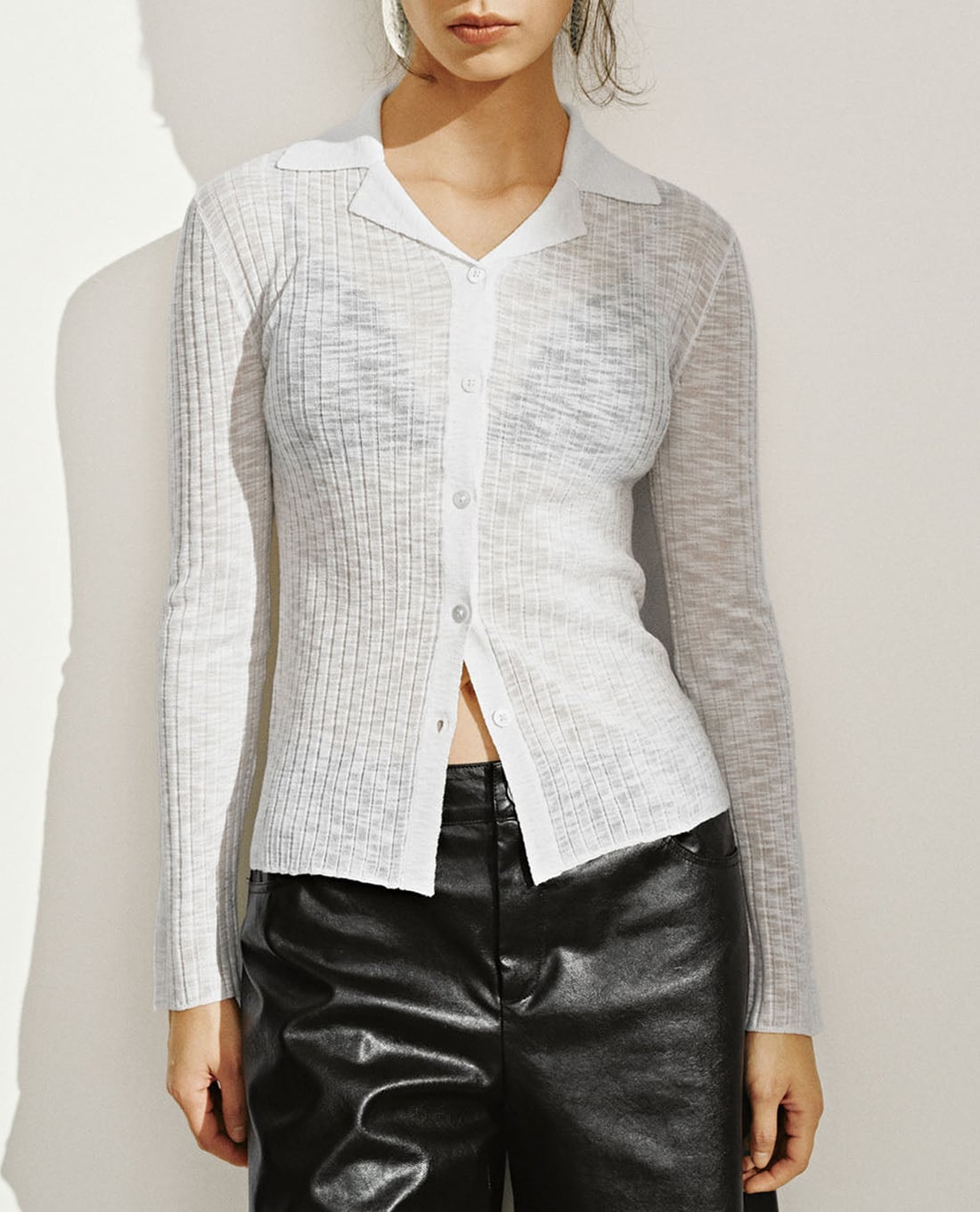 URBAN REVIVO - Áo khoác cardigan nữ cổ bẻ tay dài