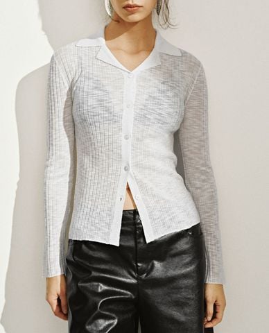  URBAN REVIVO - Áo khoác cardigan nữ cổ bẻ tay dài 