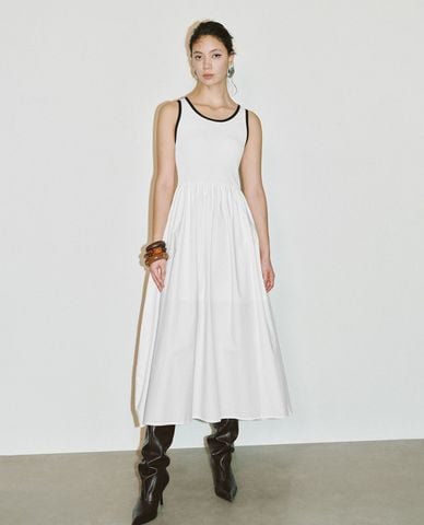  URBAN REVIVO - Đầm sát nách phom midi thời trang 