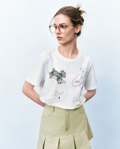  URBAN REVIVO - Áo thun nữ cổ tròn tay ngắn Printed 