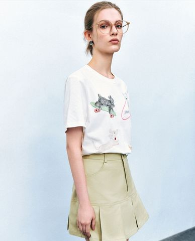  URBAN REVIVO - Áo thun nữ cổ tròn tay ngắn Printed 