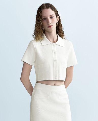  URBAN REVIVO - Áo polo nữ phom croptop trẻ trung 