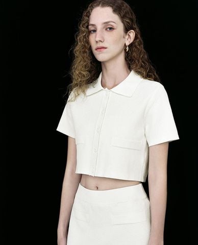  URBAN REVIVO - Áo polo nữ phom croptop trẻ trung 